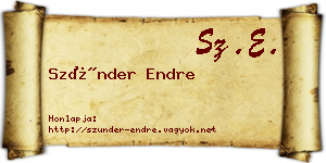Szünder Endre névjegykártya